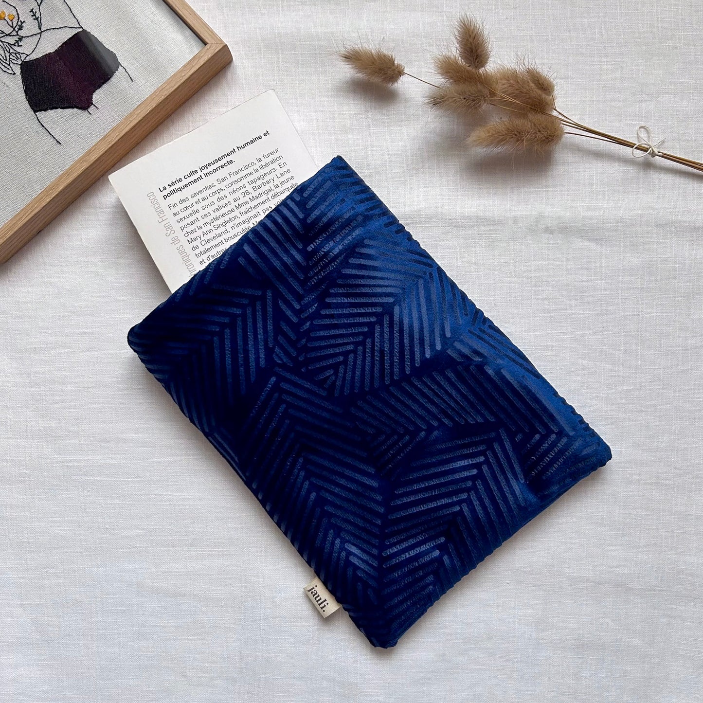 Housse de livre - Velours bleu