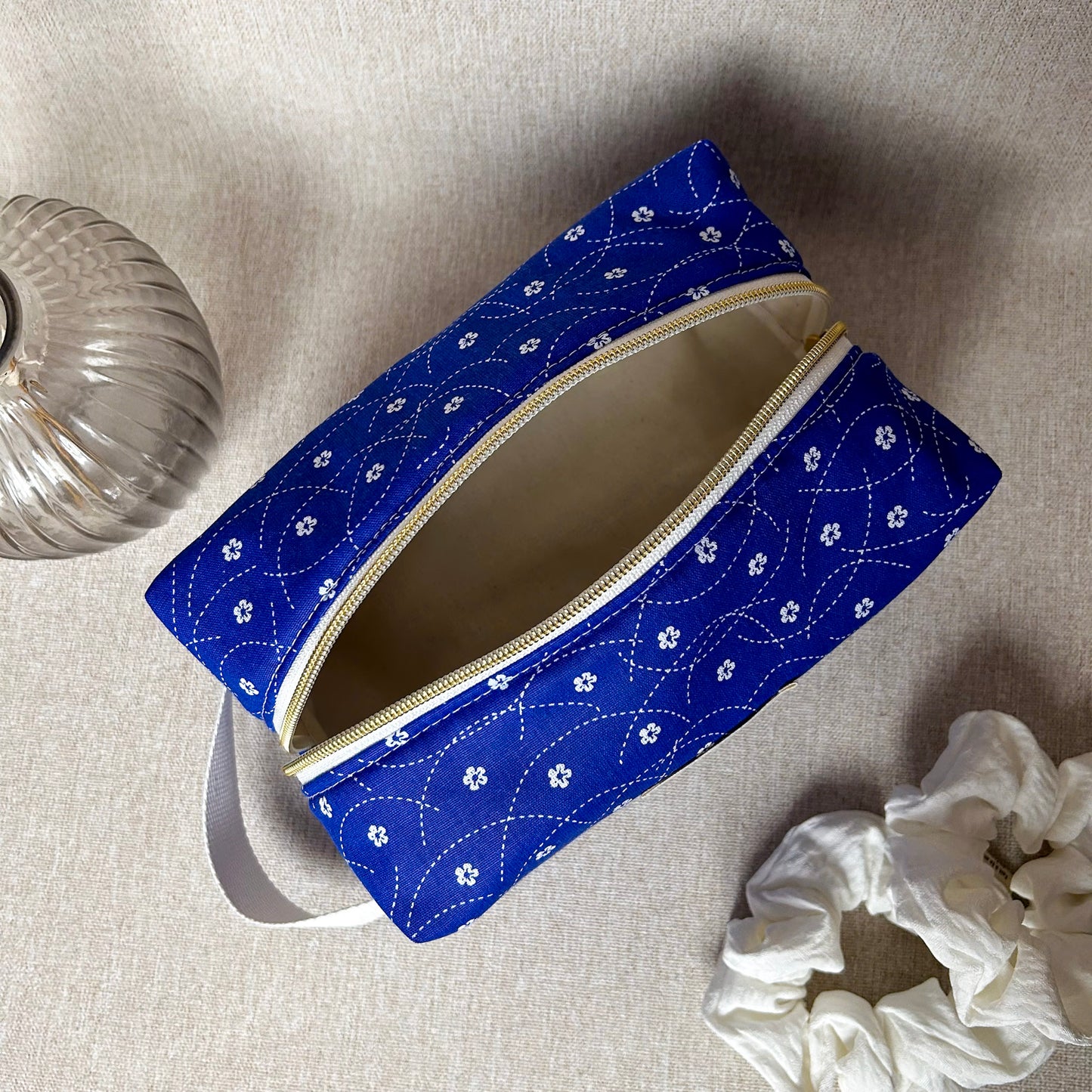Trousse de voyage - Fleurs bleues
